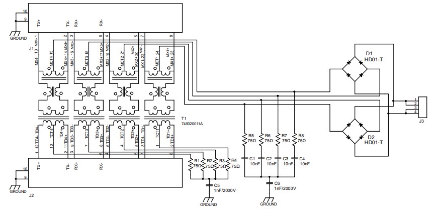 Schematic - Monolithic Power Systems (MPS) EV8017-RJ45-00A Connection Board